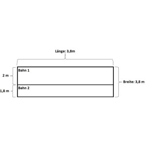 Skizze Summer Fun Pool-Bodenschutzvlies Extra: 2 Bahnen, Länge 3,8m, Breiten 2m und 1,8m.