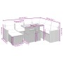 Schwarze 8-tlg. vidaXL Garten-Sofagarnitur aus Polyrattan mit Kissen und Maßen.