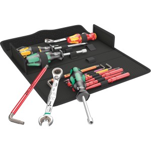 Wera Kraftform Kompakt-Set SH 2, 15-teilig für Sanitär und Heizung, Schraubendreher und Schraubenschlüssel in Textilbox.