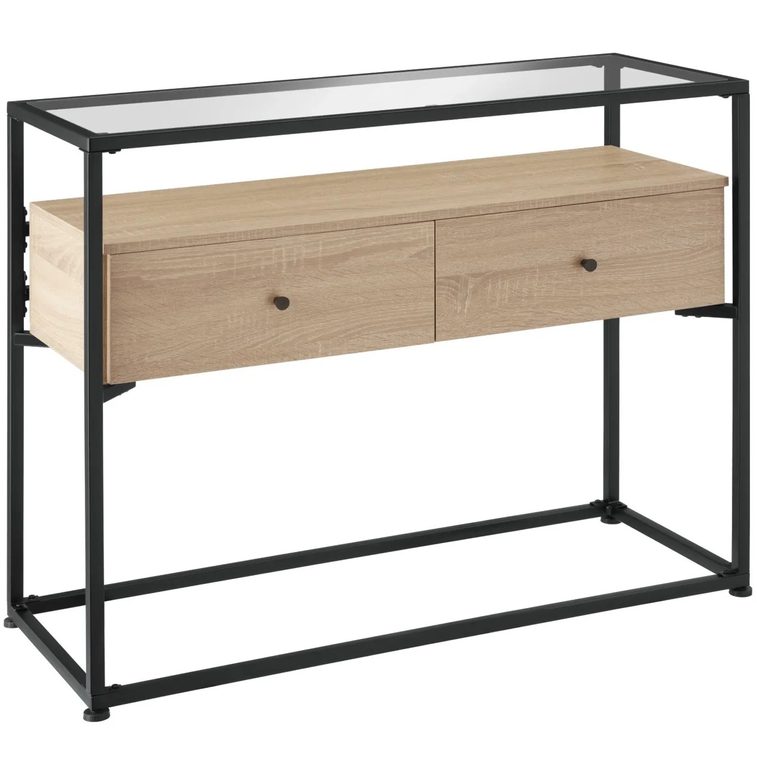 Tectake Konsolentisch Reading Industrial Style Holz und Stahl  101 50 x 41 50 x 80 50 cm Industrial Holz Hell  Eiche Sonoma