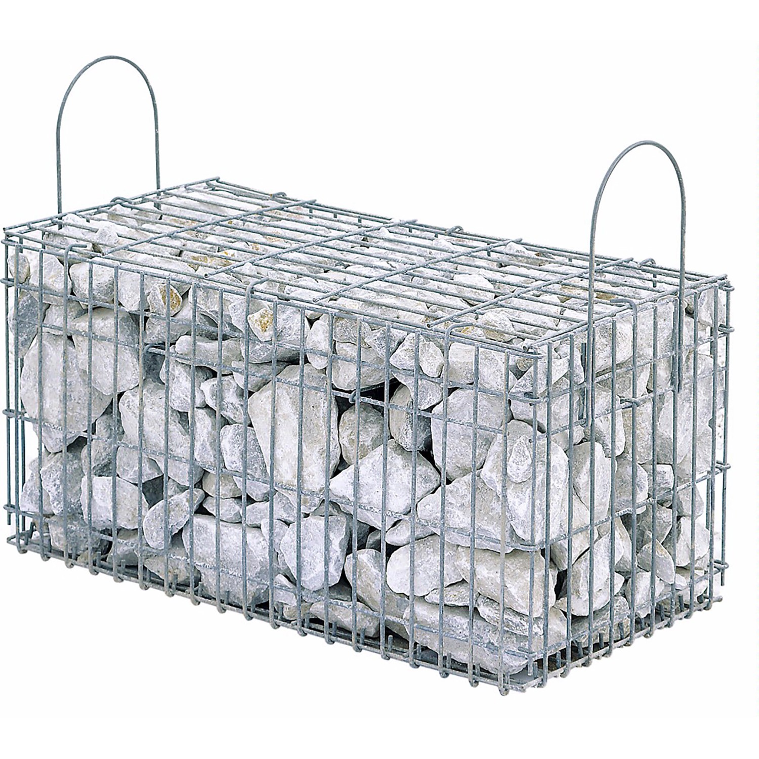 Scherf Fertig-Gabione mit Marmorbruch Wolken-Weiß, 100x50x50 cm, für Einfassungen und Mauersysteme.