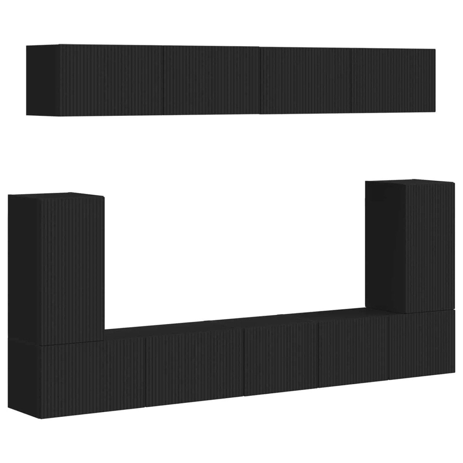 vidaXL TV-Schrankset Wandmontiert 5-Tlg Schwarz Holzwerkstoff 3409088 günstig online kaufen