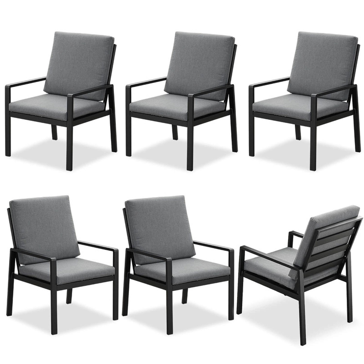 MeXo 6 St Aluminium Gartenmöbel Esstischstuhl Schwarz