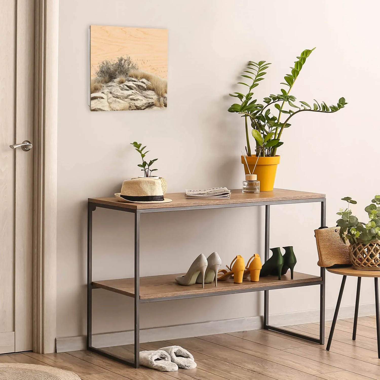 Banjado Schlüsselkasten mit Landschaftsmotiv, 30x30cm, weiße Schlüsselaufbewahrung mit 50 Haken.