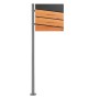 ML-Design Standbriefkasten mit Zeitungsfach und Pfosten, Holzoptik/Anthrazit, freistehend.
