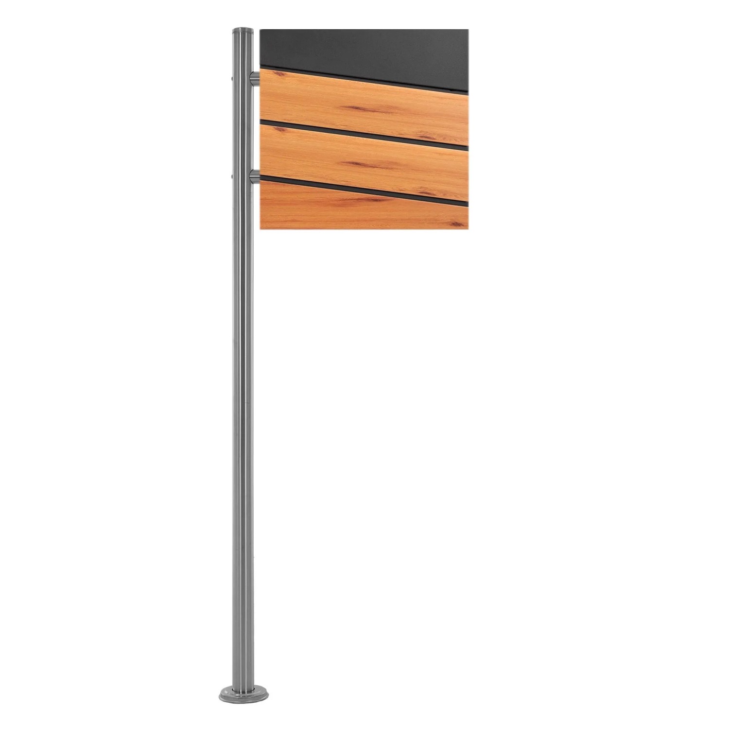 ML-Design Standbriefkasten mit Zeitungsfach und Pfosten, Holzoptik/Anthrazit, freistehend.
