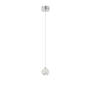 Moderne Lucande LED Pendelleuchte Hayley mit transparentem Glasschirm für Wohnzimmer.
