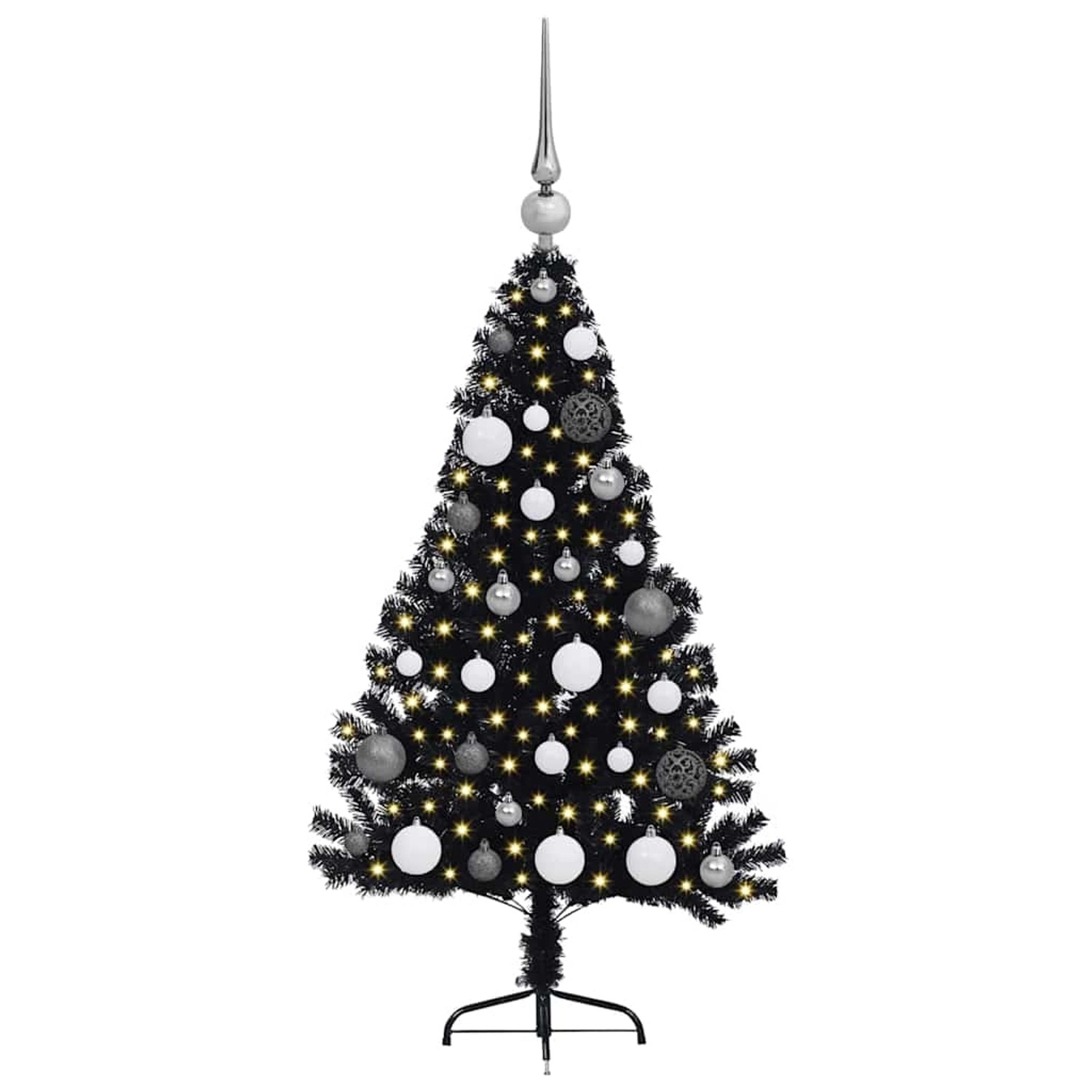 vidaXL Künstlicher Vorbeleuchteter Weihnachtsbaum Schwarz 120 cm PVC 3397114