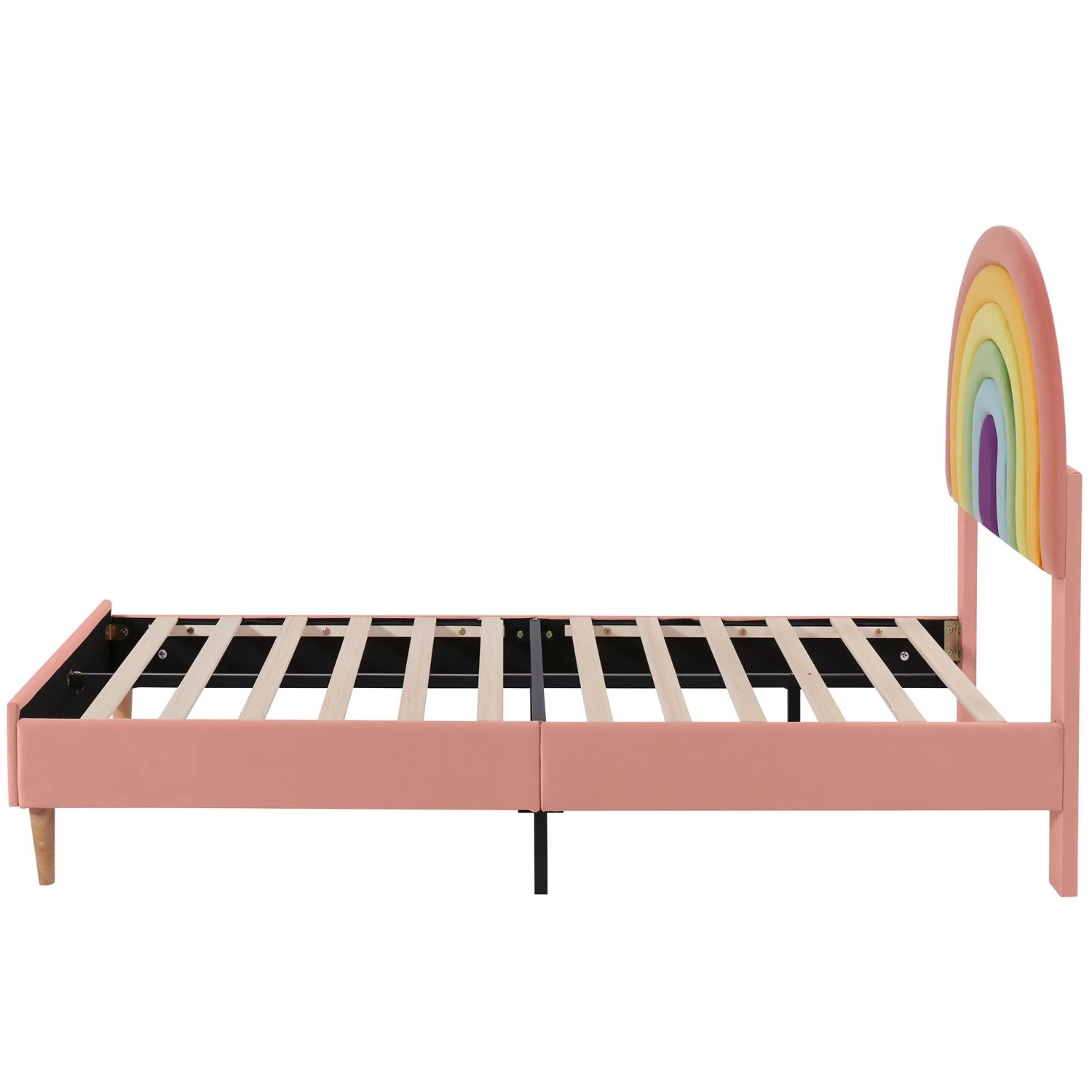 KOMHTOM Polsterbett 140 x 200 Cm Mit Lattenrost Und Höhenverstellbarem Kopfteil  Geeignet Für Jugendliche Und Erwachsene  Samt  Rosa  Ohne Matratze