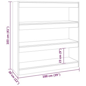 Weißes VidaXL Bücherregal/Raumteiler (100x30x103 cm) mit 4 Fächern.