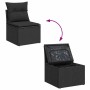 vidaXL Gartenmöbel Set, 9-teilig, schwarzes Poly Rattan mit Stauraum.