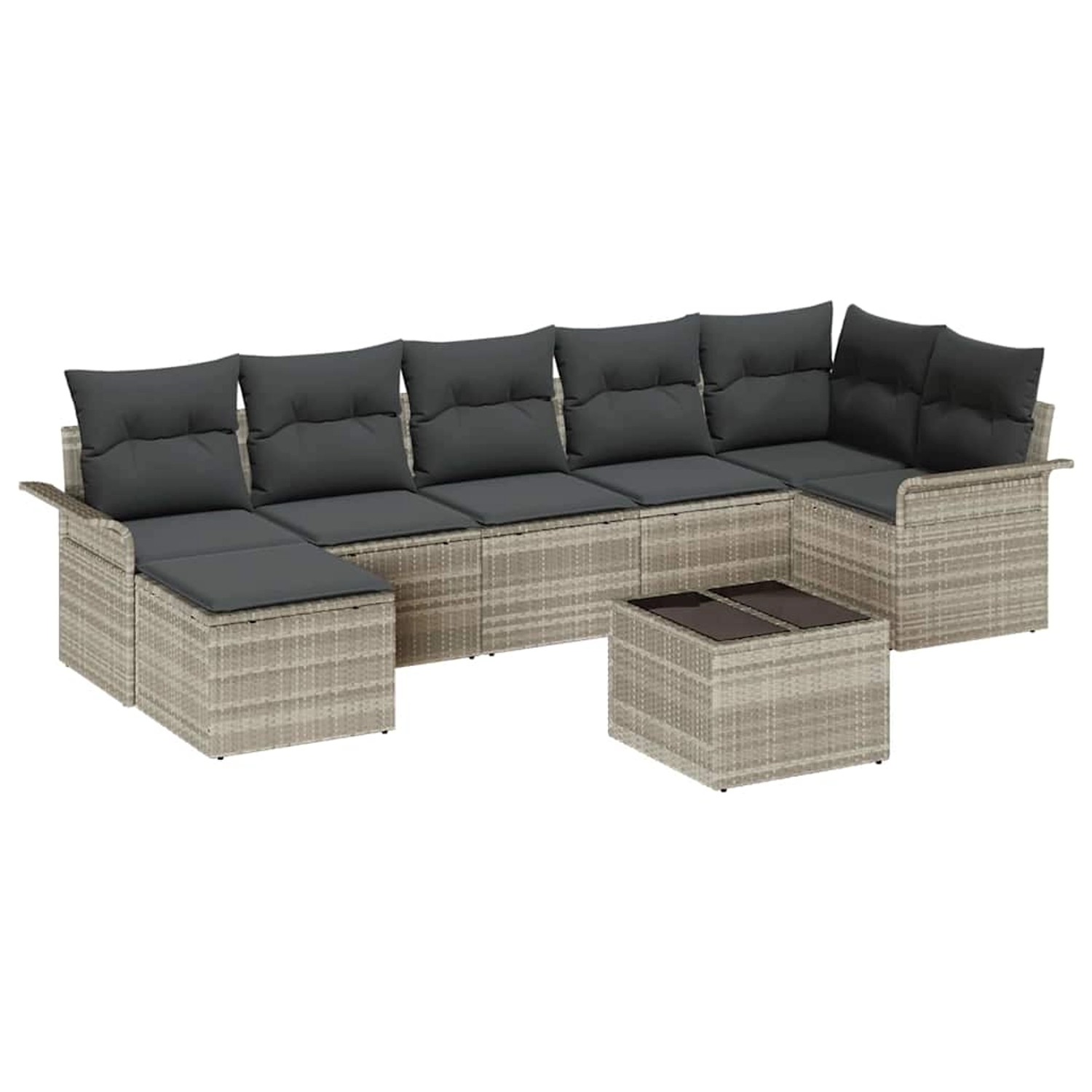 vidaXL Garten-Sofa-Set mit Kissen 8-Tlg Hellgrau Poly Rattan 3345462 günstig online kaufen
