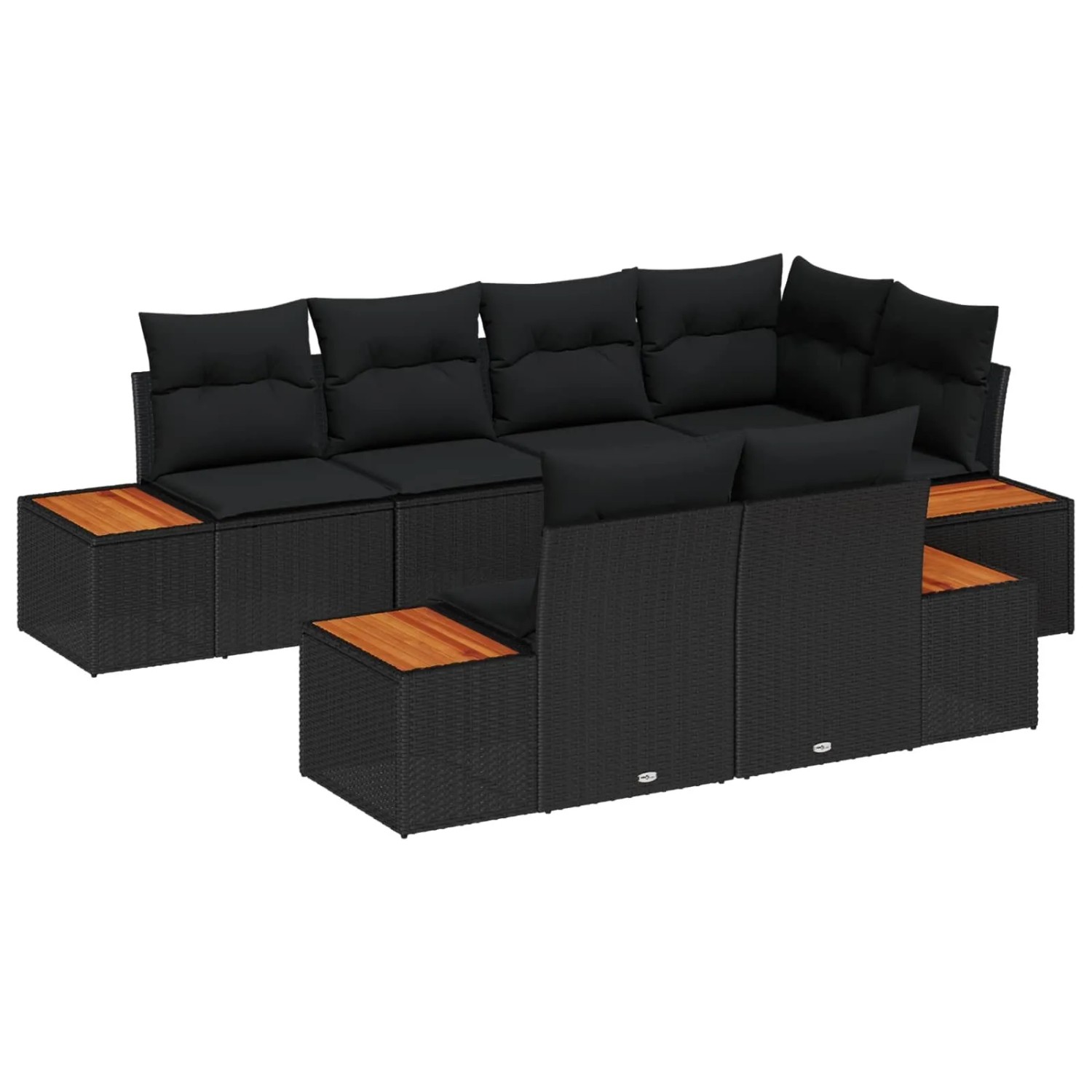 vidaXL Gartensofa-set mit Kissen mit Speicher 7-Tlg Schwarz Poly-Rattan 335 günstig online kaufen