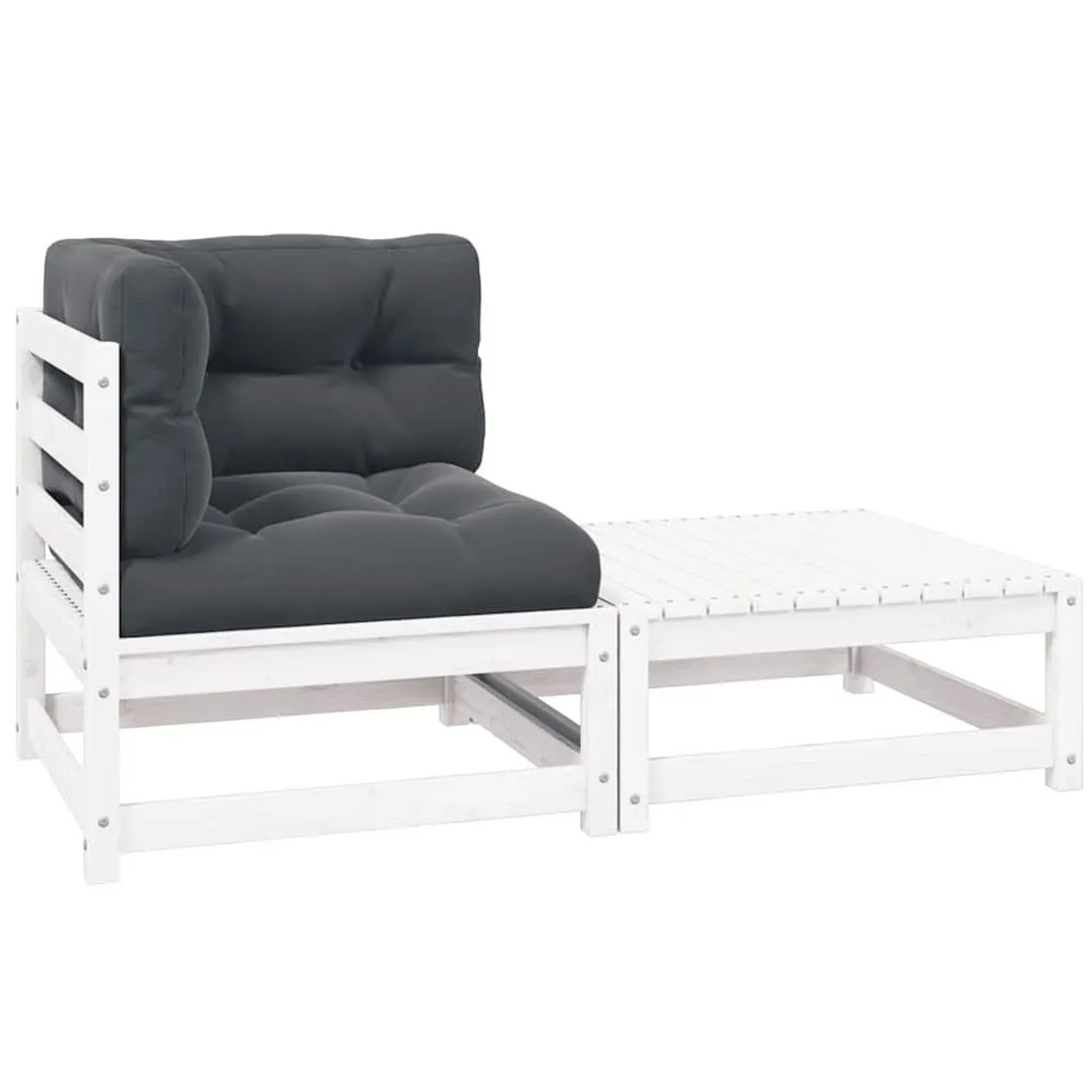 vidaXL 2-Tlg Garten-Lounge-Set mit Kissen Weiß Kiefer Massivholz 805751