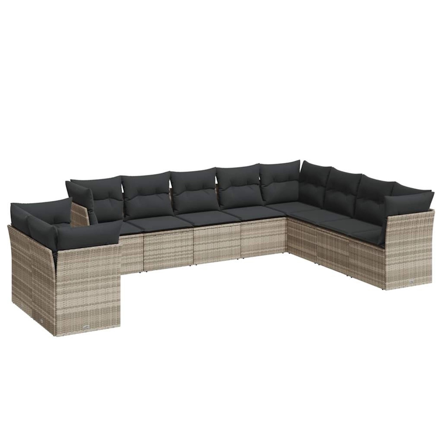vidaXL 10-Tlg Garten-Sofagarnitur mit Kissen Hellgrau Poly Rattan 3249701 günstig online kaufen