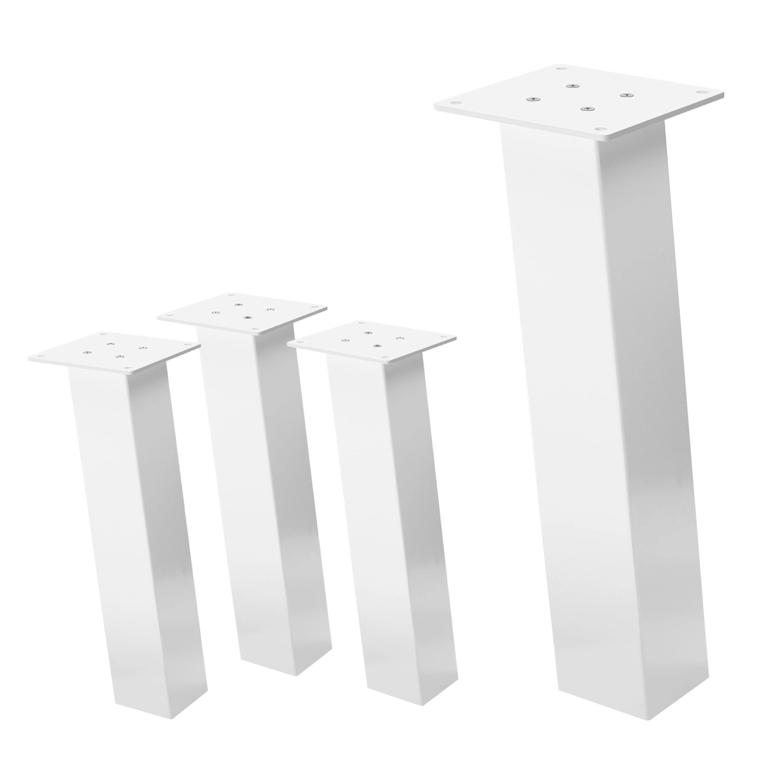 ML-Design Tischbeine 4Er Set I-96GRAD H42 cm Weiß Stahl 8x8cm