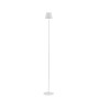Weiße LED-Akku-Stehleuchte Euria, 125 cm hoch, für Innen- und Außenbereiche.