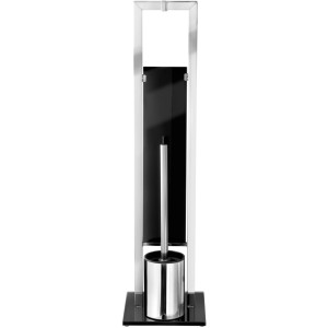 Wenko Stand WC-Garnitur Rivalta aus Edelstahl mit Papierhalter und Glasplatte.