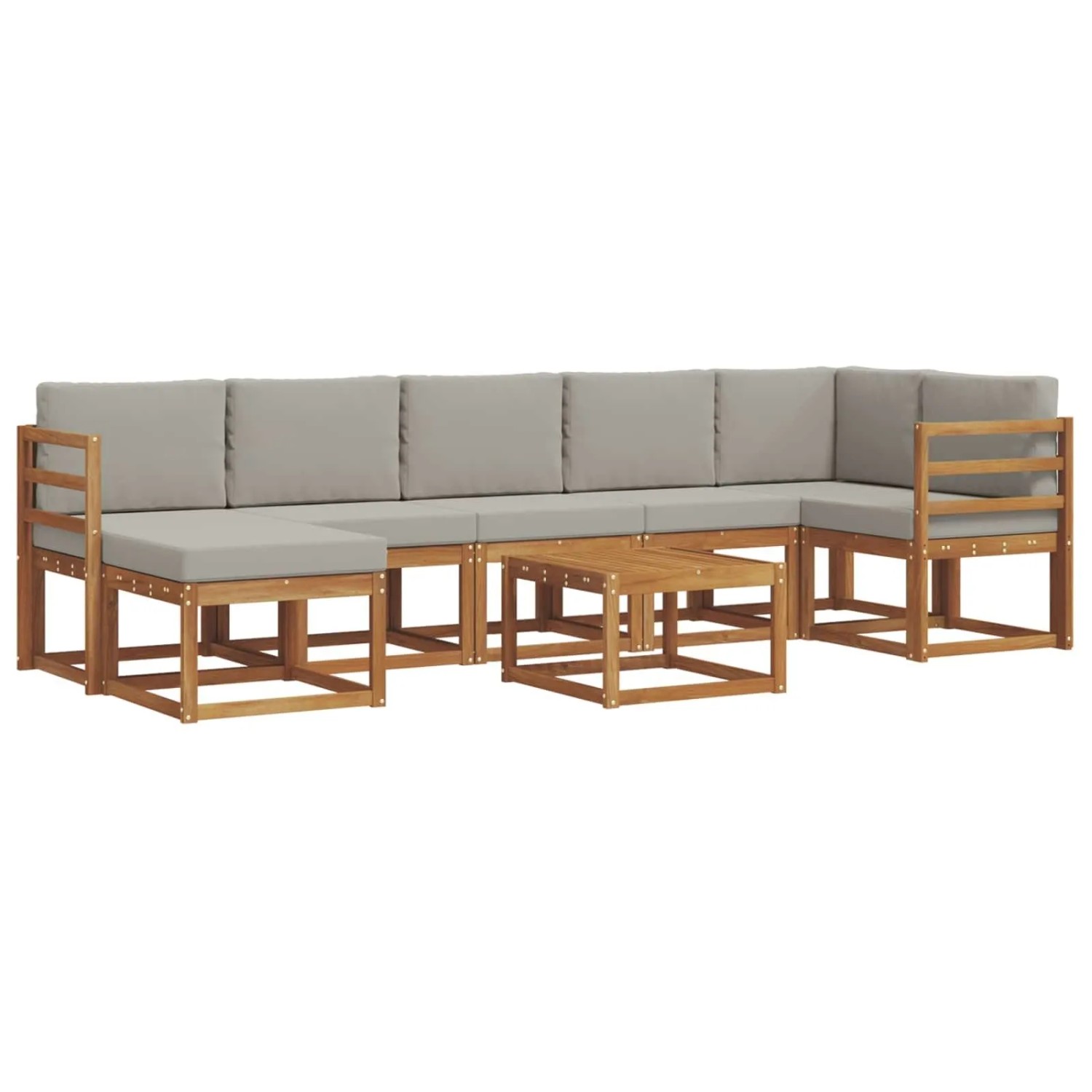 vidaXL Outdoor-Sofagarnitur mit Kissen 8-Tlg Natur und Hellgrau 3366729