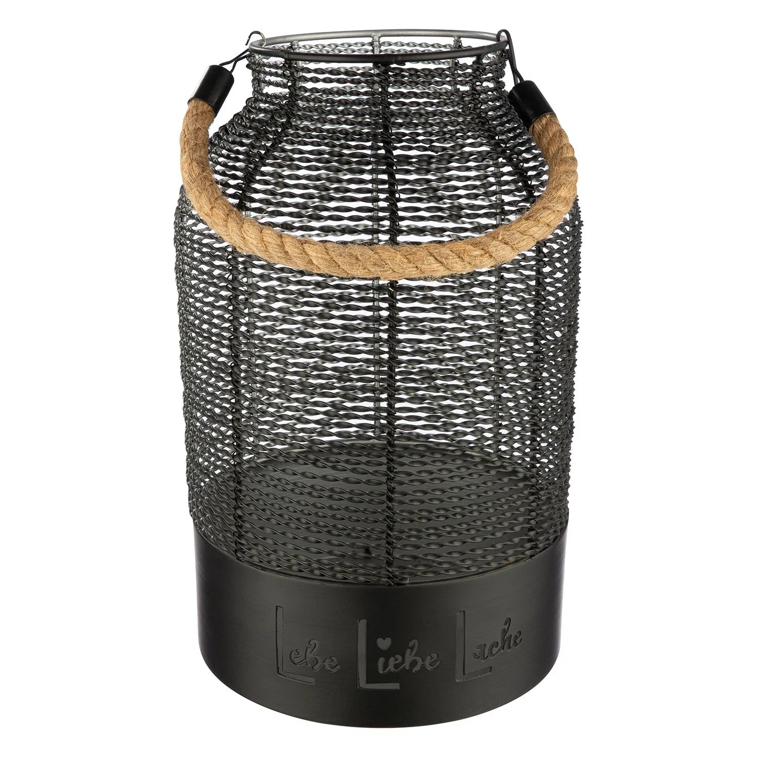 Gilde Windlicht Lebe Liebe Lache Schwarz 33 cm x Ø 20 cm