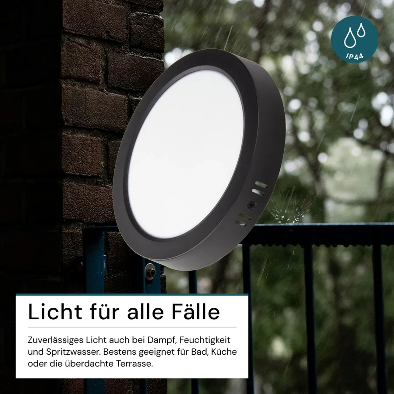 LUXULA LED Aufbauleuchte 6W IP44-Geschützt 600lm Lichtfarbe Einstellbar CCT Deckenleuchte Rund Ø109x28mm Badezimmerlampe Schwarz_4