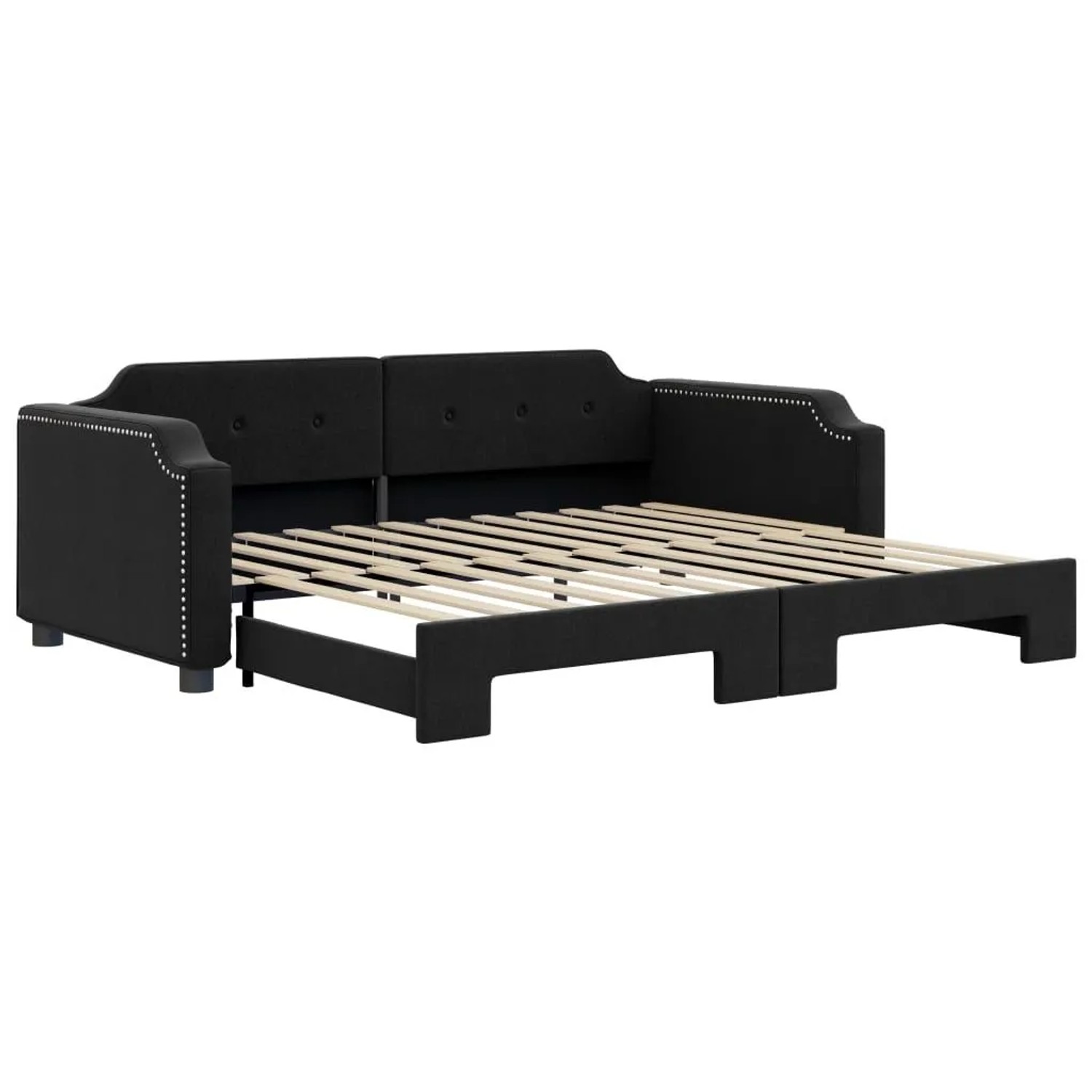 vidaXL Tagesbett Ausziehbar Schwarz 90x190 cm Stoff 3197646