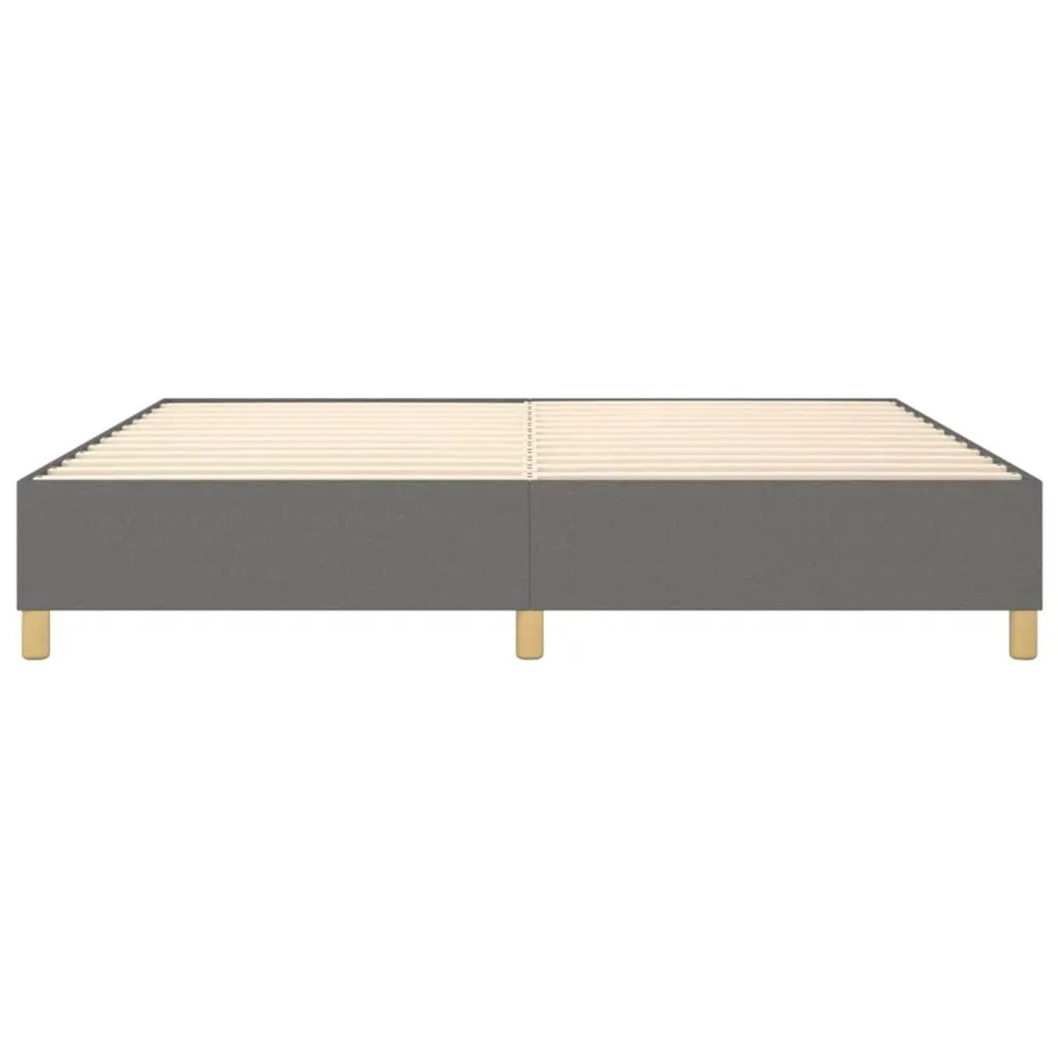 vidaXL Boxspringbett, dunkelgrauer Stoff, 200x200 cm. Bett mit Lattenrost und Füßen.