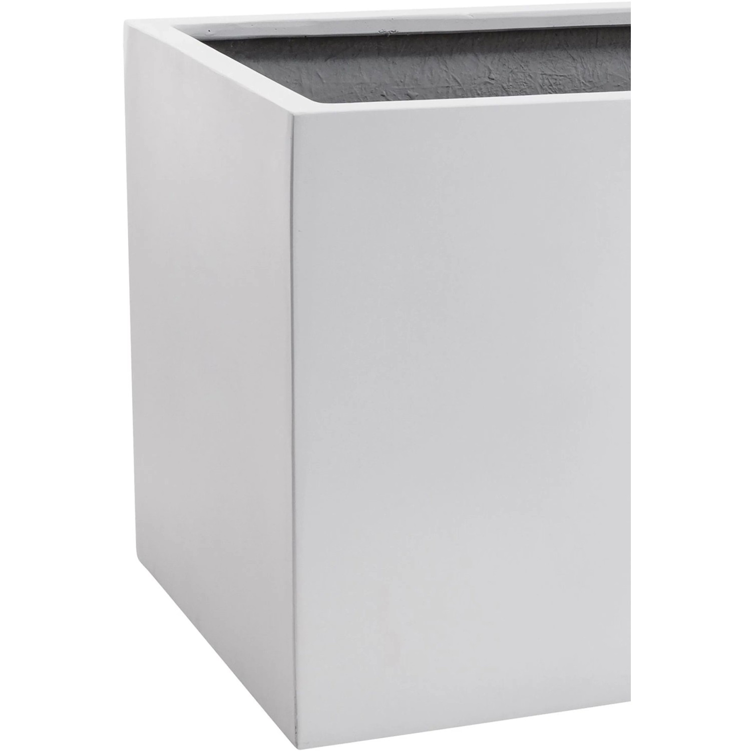 Weißer Vivanno Pflanzkübel Maxi, 80x40x40 cm, aus Fiberglas für Garten und Terrasse.