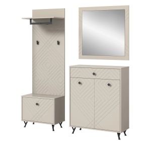 Inn.Furn Garderoben-Set 4-teilig Sand 195 cm mit Fräsungen Apunti