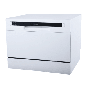 Weißer homeX Tischgeschirrspüler Mini mit LED-Display und sechs Programmen.