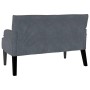 Dunkelgraue vidaXL Chesterfield Sitzbank aus Samt, Rückansicht mit schwarzen Holzbeinen.