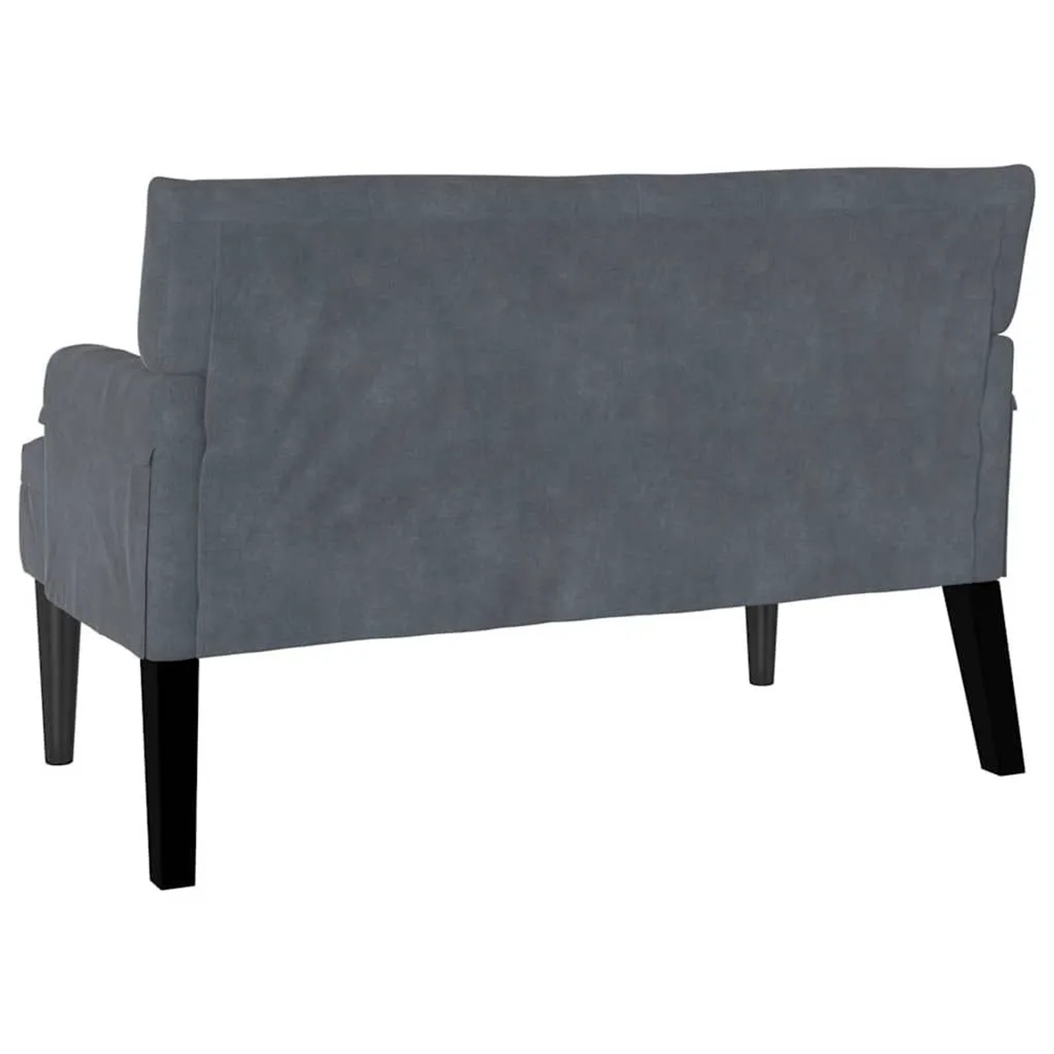 Dunkelgraue vidaXL Chesterfield Sitzbank aus Samt, Rückansicht mit schwarzen Holzbeinen.