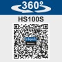 360° Ansicht der Scheppach HS100S Tischkreissäge mit QR-Code.