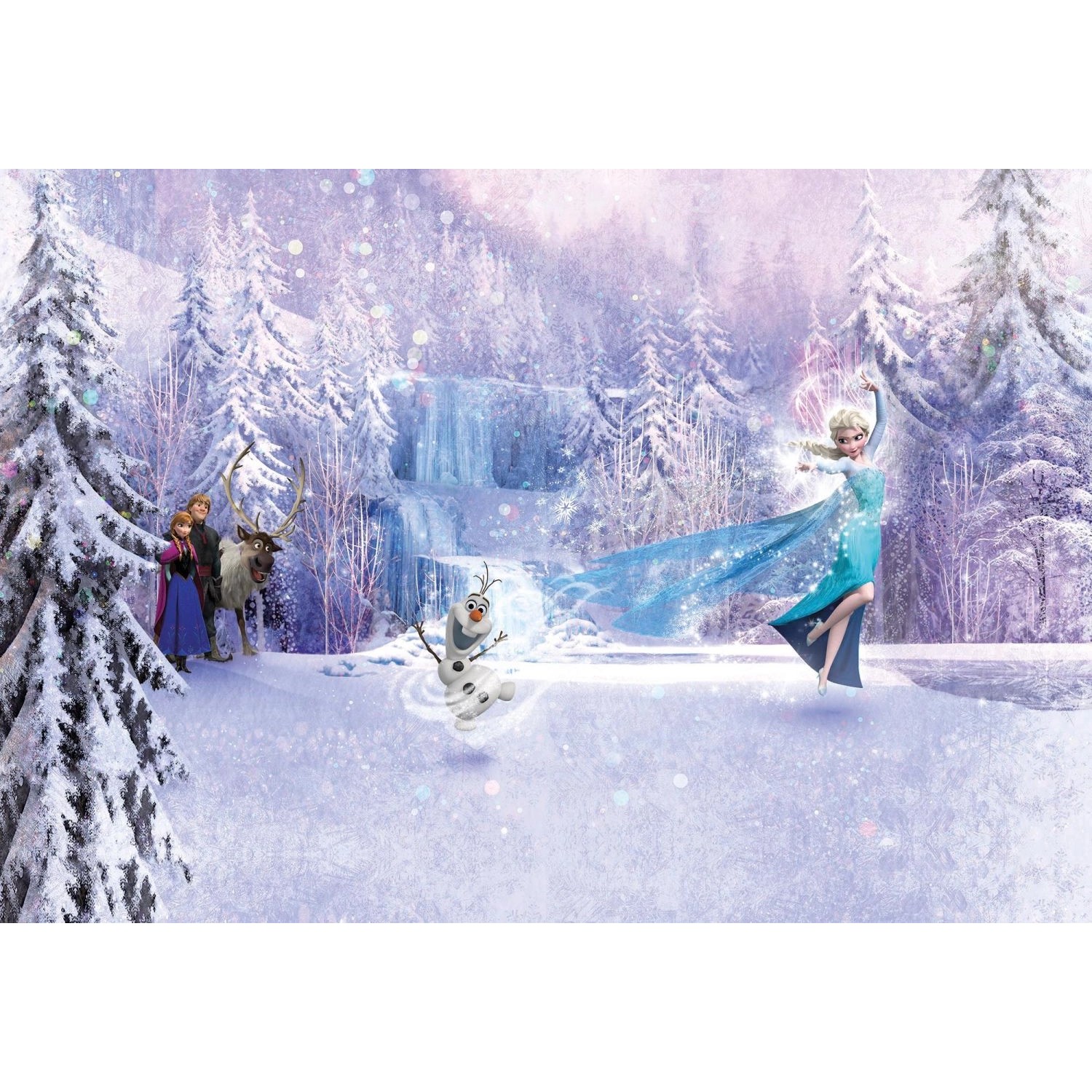 Thumbnail - Disney Fototapete Die Eisköningin Wald Lila und Blau 368 x 254 cm 612232
