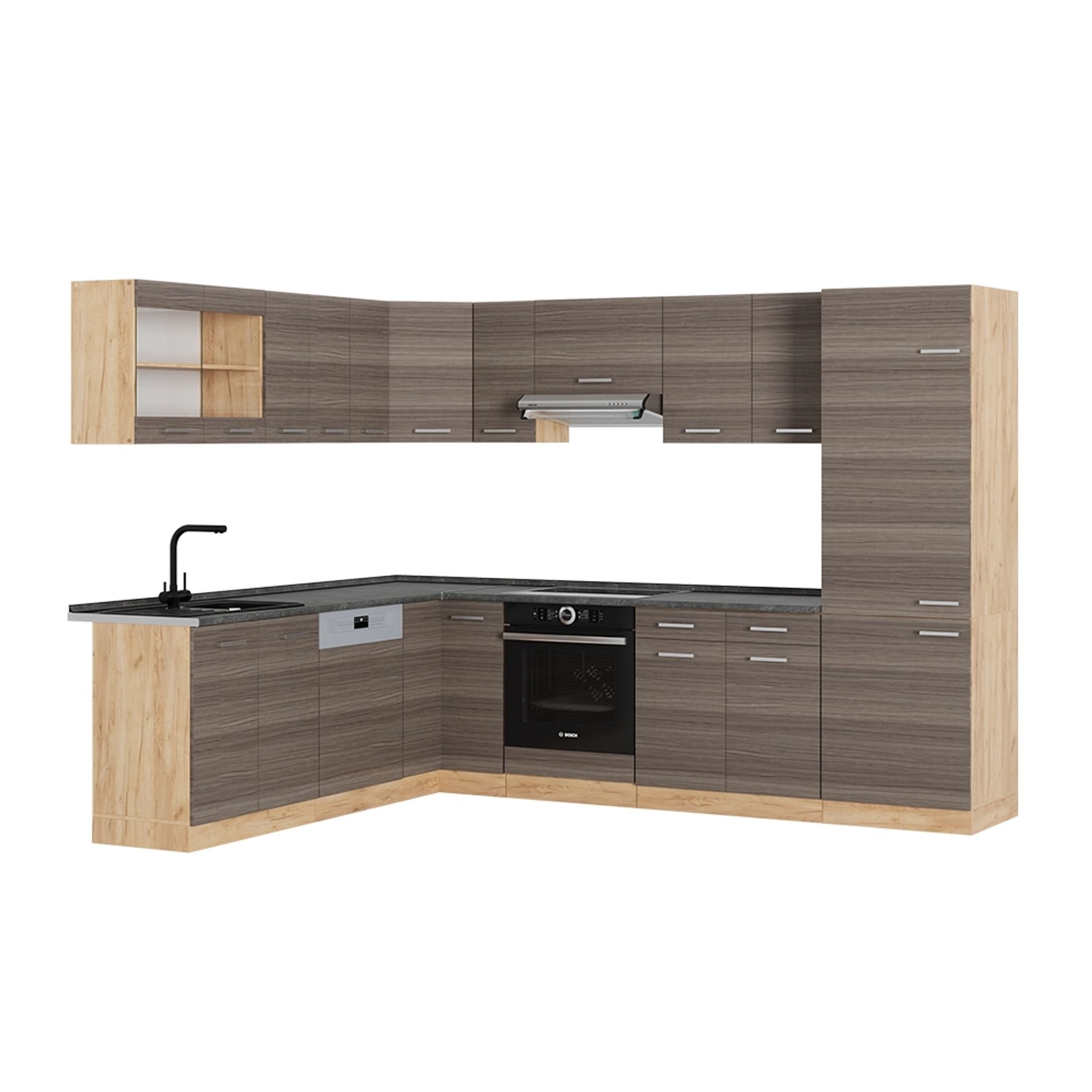 Vicco R-Line Eckküche Edelgrau/Goldkraft Eiche 227 x 287 cm AP Anthrazit günstig online kaufen
