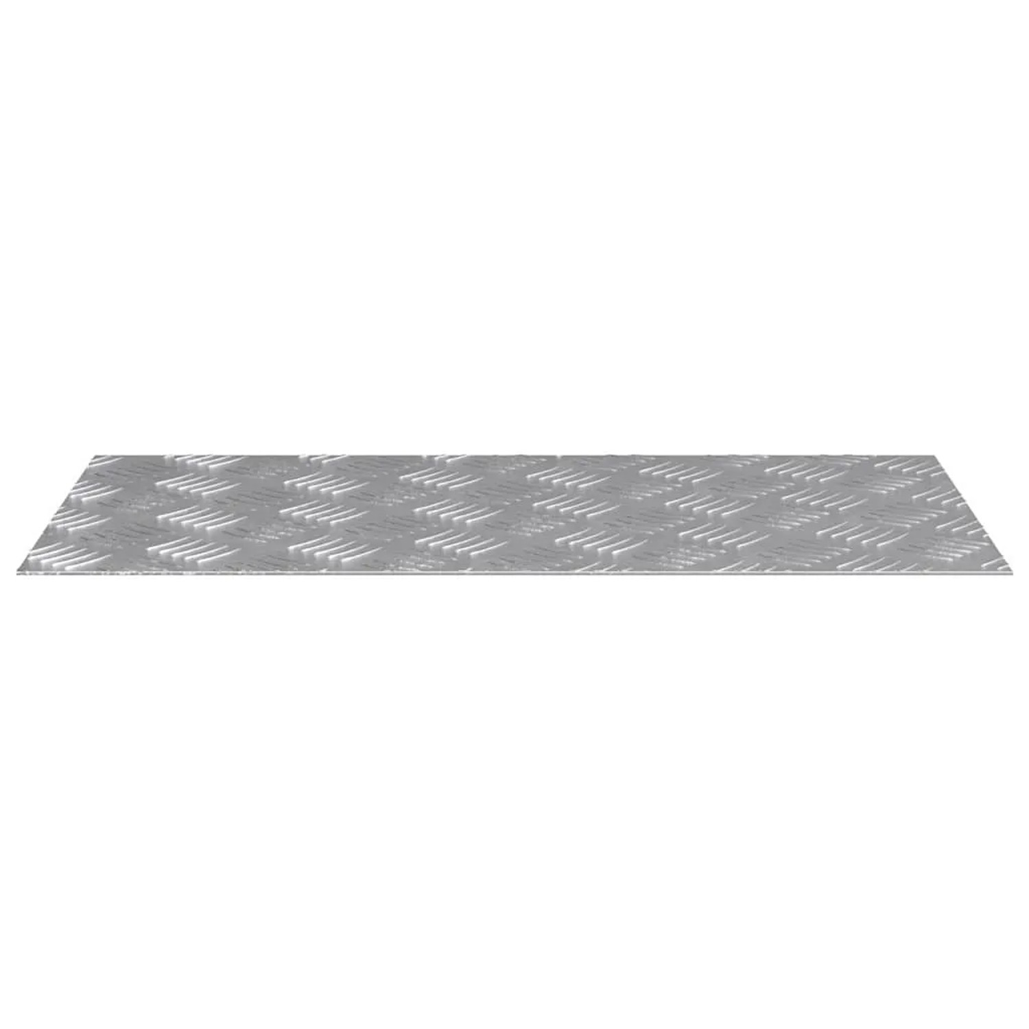 Silberne Aluminium Rautenscheibe 60x30 cm mit Riffelblechmuster als rutschfeste Stufenmatte.