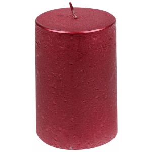 Steinhart Stumpenkerze Rustic-Glanz Rubin, Ø 68 mm. Dekorative, rubinrote Kerze für stimmungsvolles Licht.