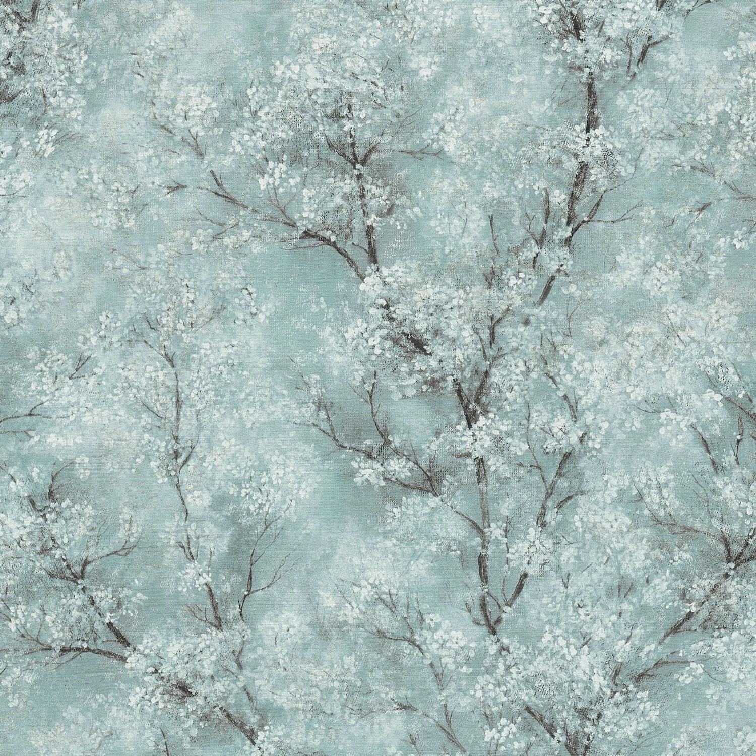 PROFHOME 374203-GU Blumen Tapete Floral dezent schimmernd Grün Blau Grau 0, günstig online kaufen