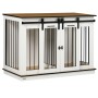 Weißer PawHut Hundekäfig aus MDF und Stahl mit Schiebetüren, ideal als Hundehütte.