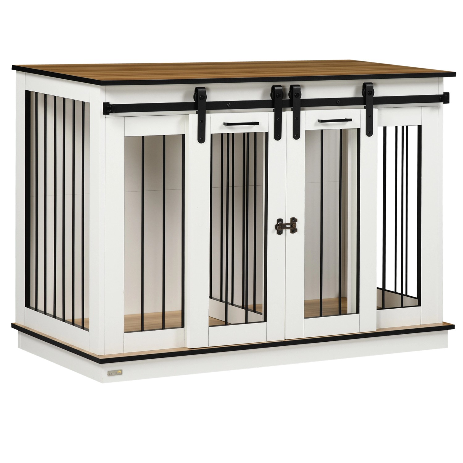 PawHut Hundekäfig Hundehütte MDF Stahl Weiß 120L x 60B x 88,5H cm