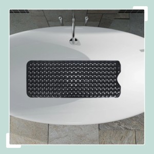 Relaxdays Badewannenmatte XXL PVC Schwarz Rutschfest 97 cm x 39 cm x 0,7 cm 0,8 kg