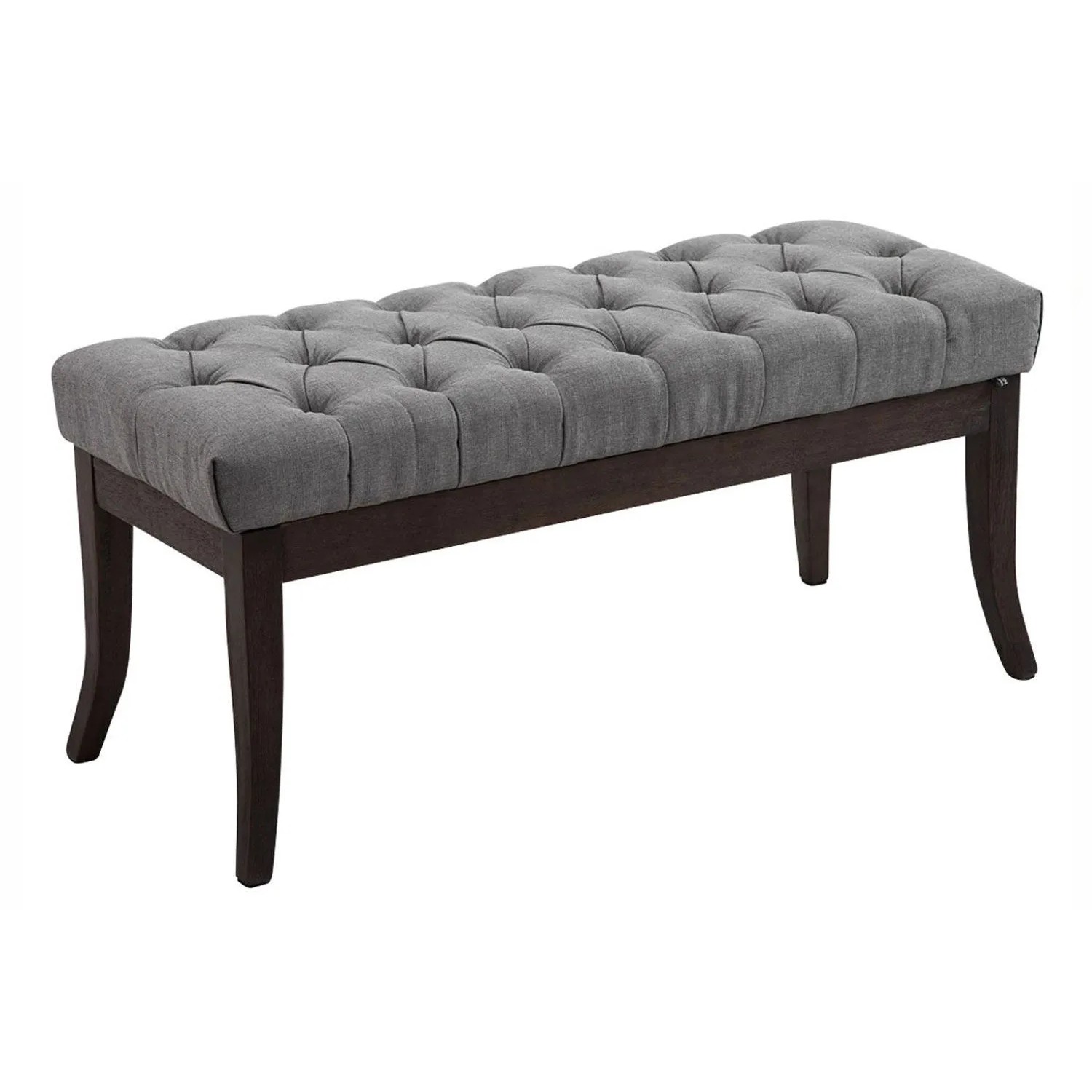 DELUKE Sitzbank CANNES Stoff Grau 100x38x46cm Dunkelbraun Sitzbank Flur Sitzhocker Esszimmerbank Polsterbank Schlafzimmer