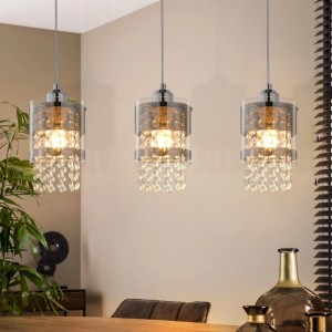 ZMH Pendelleuchte 3 flammig Modern Kristall 150cm Hängeleuchte für Wohnzimmer Esszimmer Flur