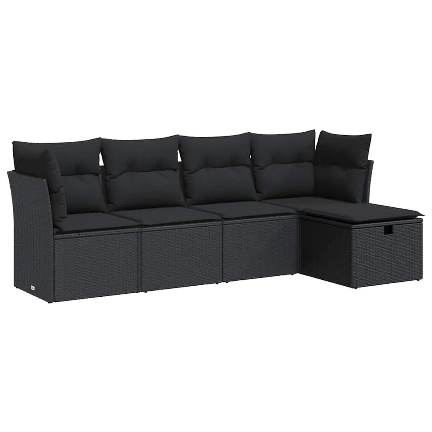 vidaXL 5-Tlg Garten-Sofagarnitur mit Kissen Schwarz Poly Rattan 3325261 günstig online kaufen