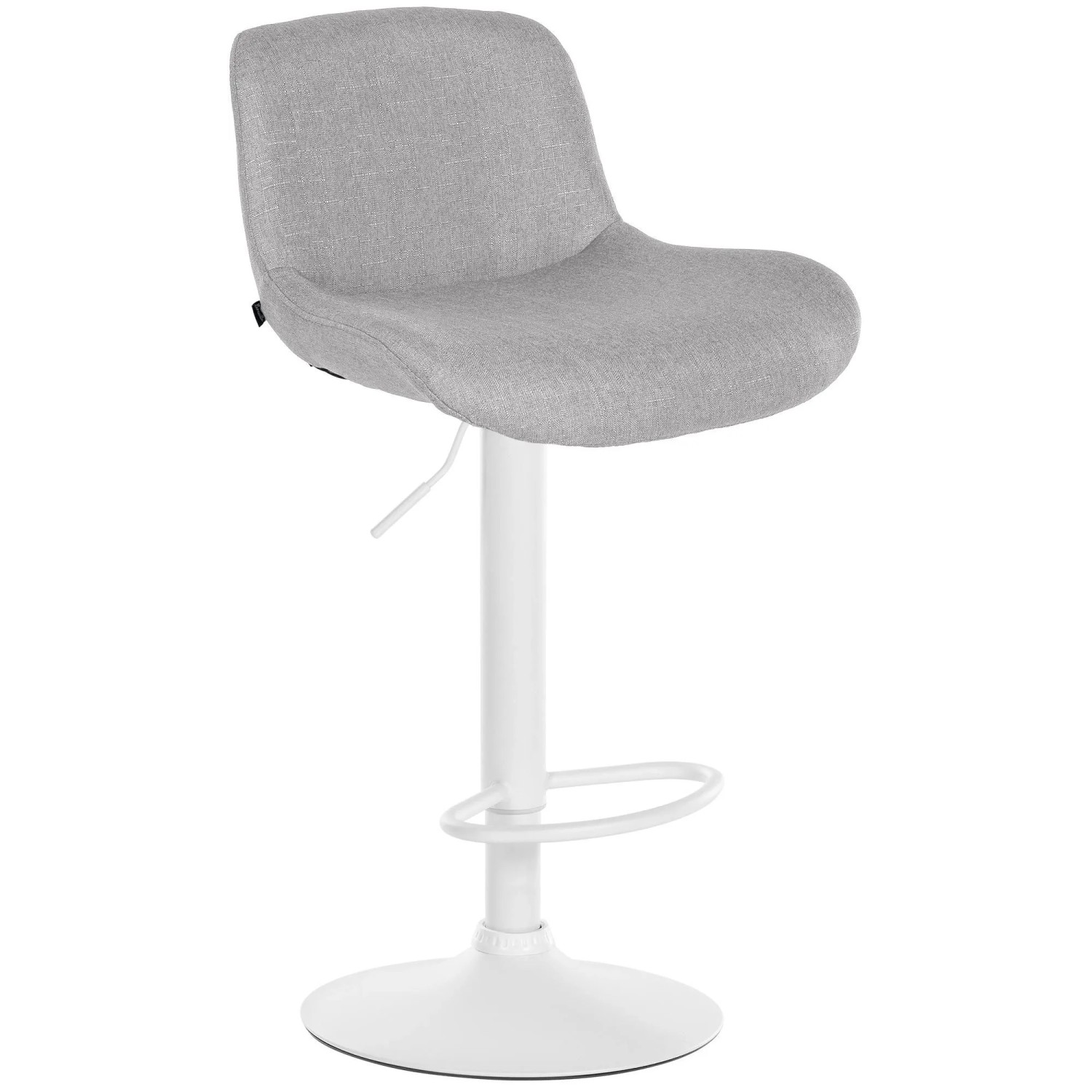DELUKE Barhocker PONOR Stoff Hellgrau 50x50x85cm Weiß Barstuhl Höhenverstellbar Mit Lehne Drehbar Tresenhocker Tresenstuhl
