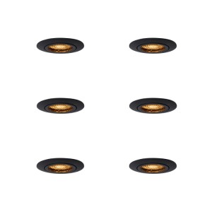 Set mit 6 schwarzen, verstellbaren QAZQA Ude Honey Einbaustrahlern für Lampen & Leuchten.