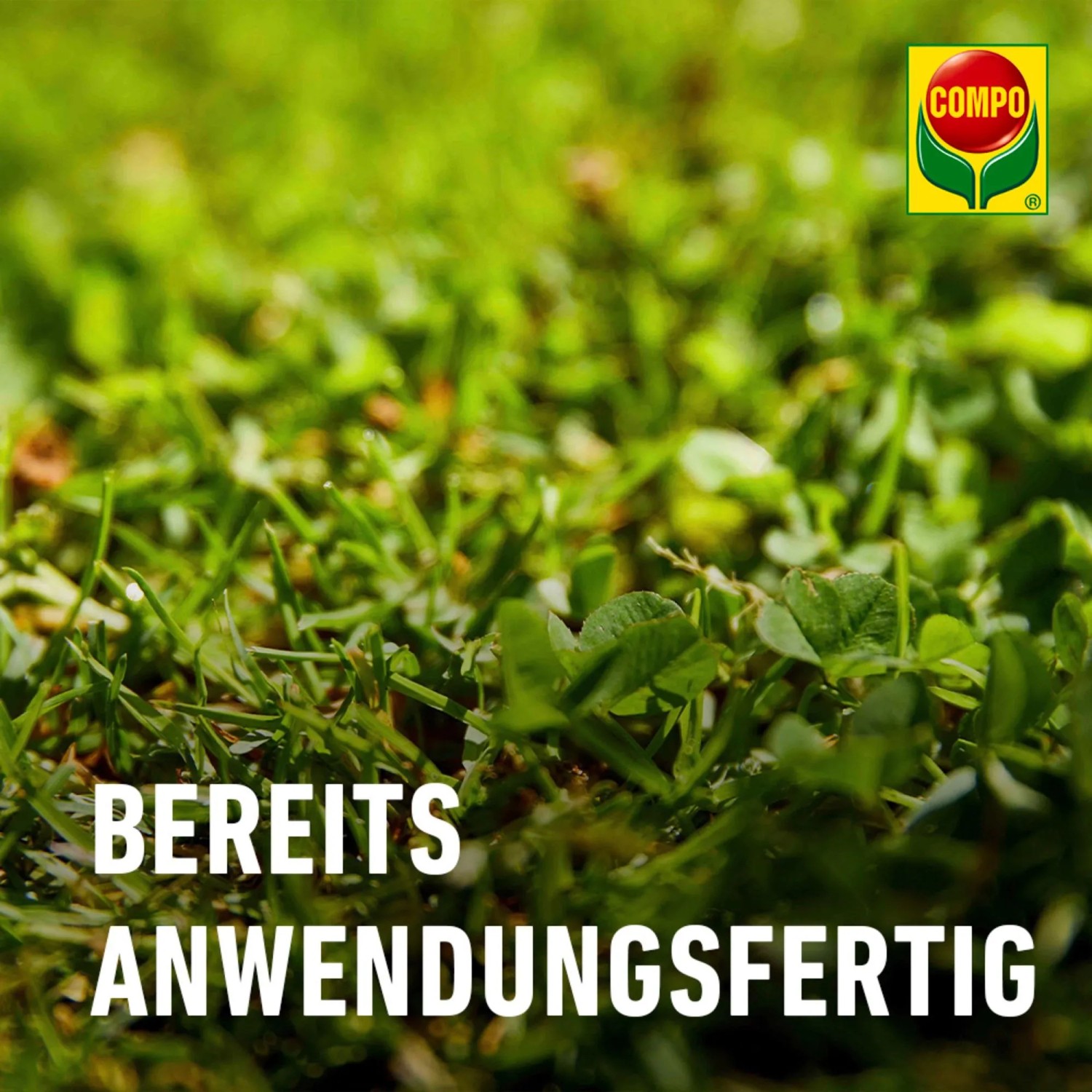 Anwendungsfertiges Vorox Unkrautfrei Express AF im Gartenbeet mit Unkraut.
