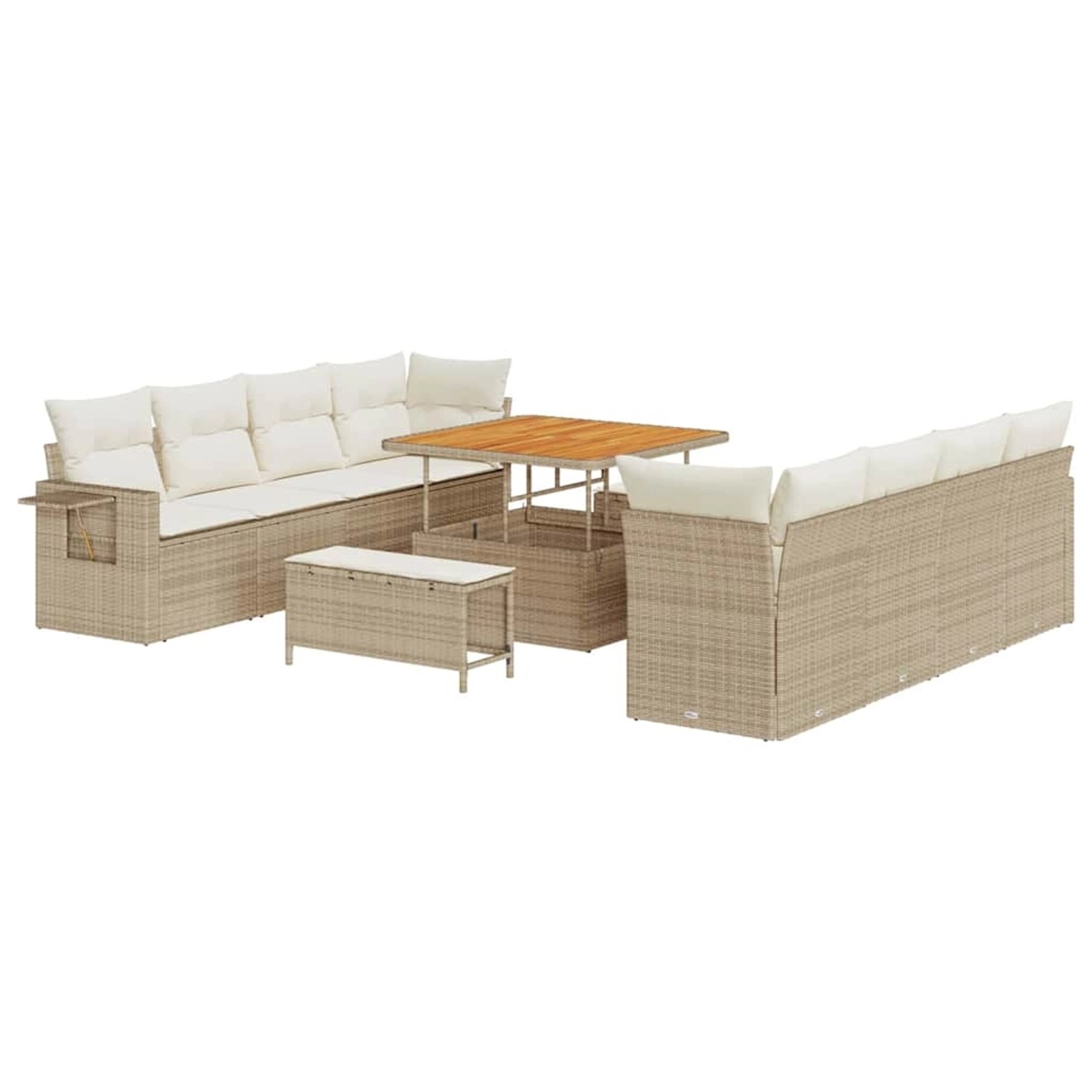 vidaXL Garten-Sofa-Set mit Speicher 11-Tlg Beige Poly Rattan 3361726 günstig online kaufen