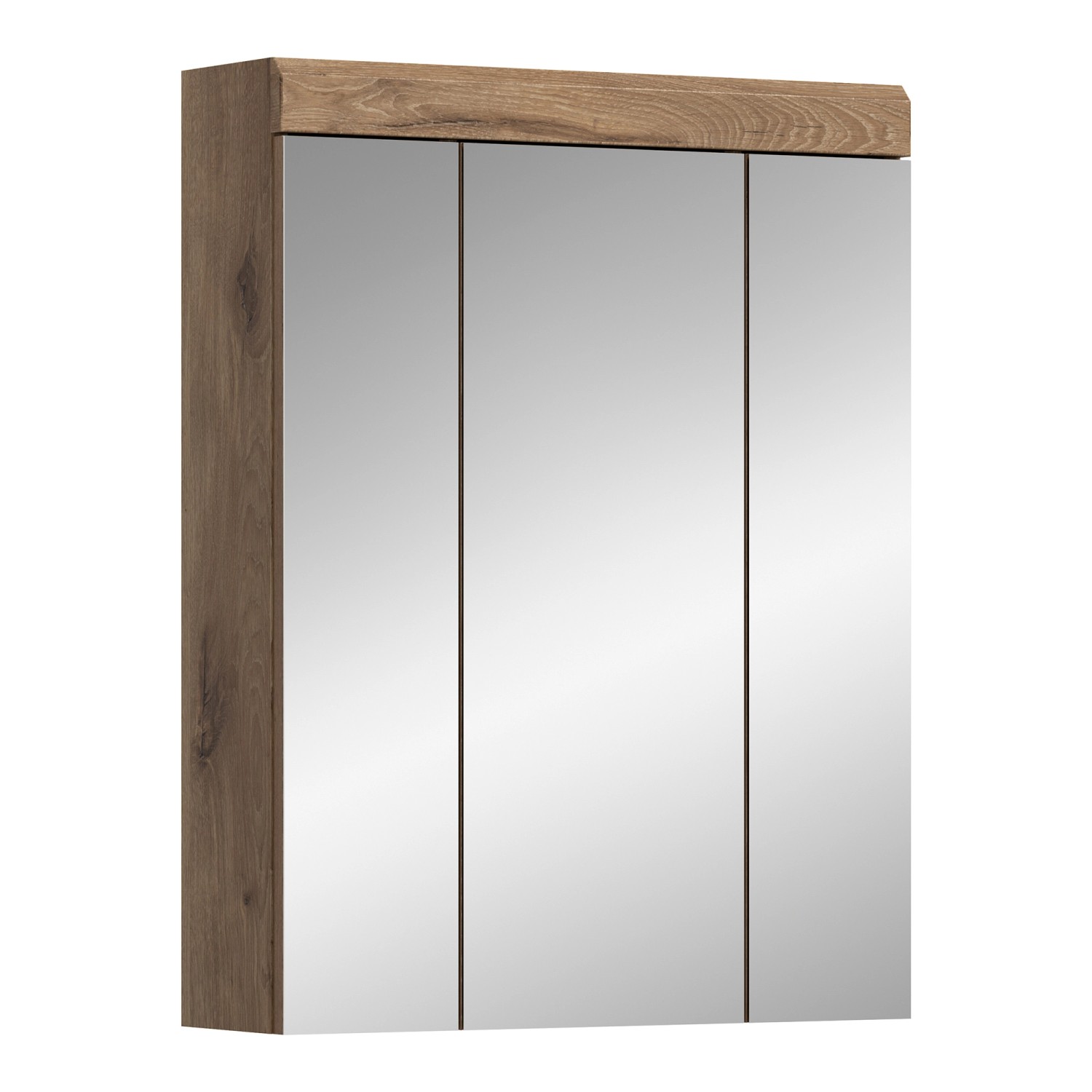Spiegelschrank Wave Weiß Hochglanz/Nox Oak 79 cm x 60 cm x 18 cm günstig online kaufen