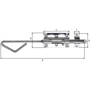 Edelstahl Bolzen-Stangenriegel 320 mm mit Schlaufe, für Türen und Tore.
